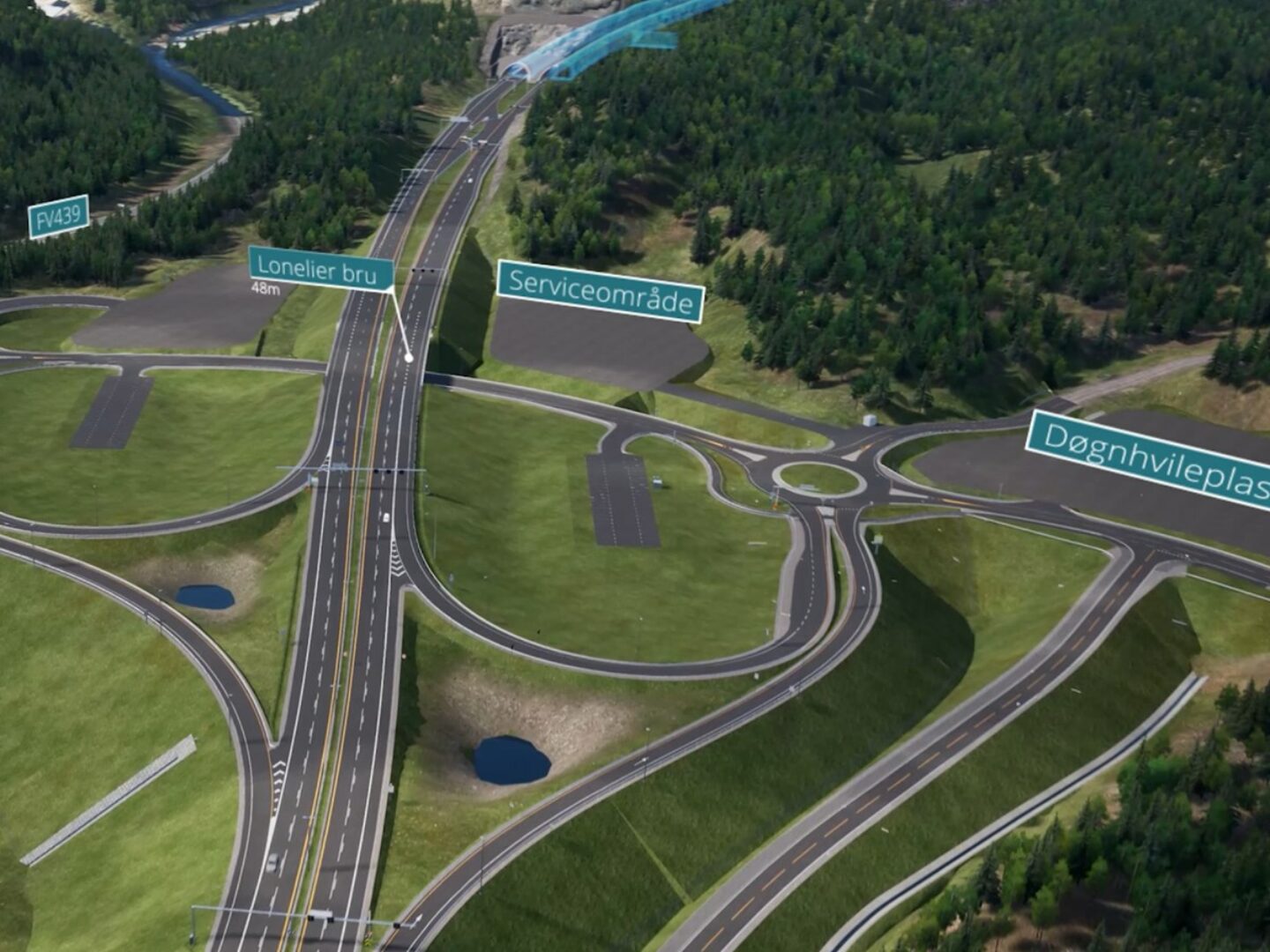 Illustrasjonsbilde av prosjektet nye E39 mellom Mandal og Kristiansand.